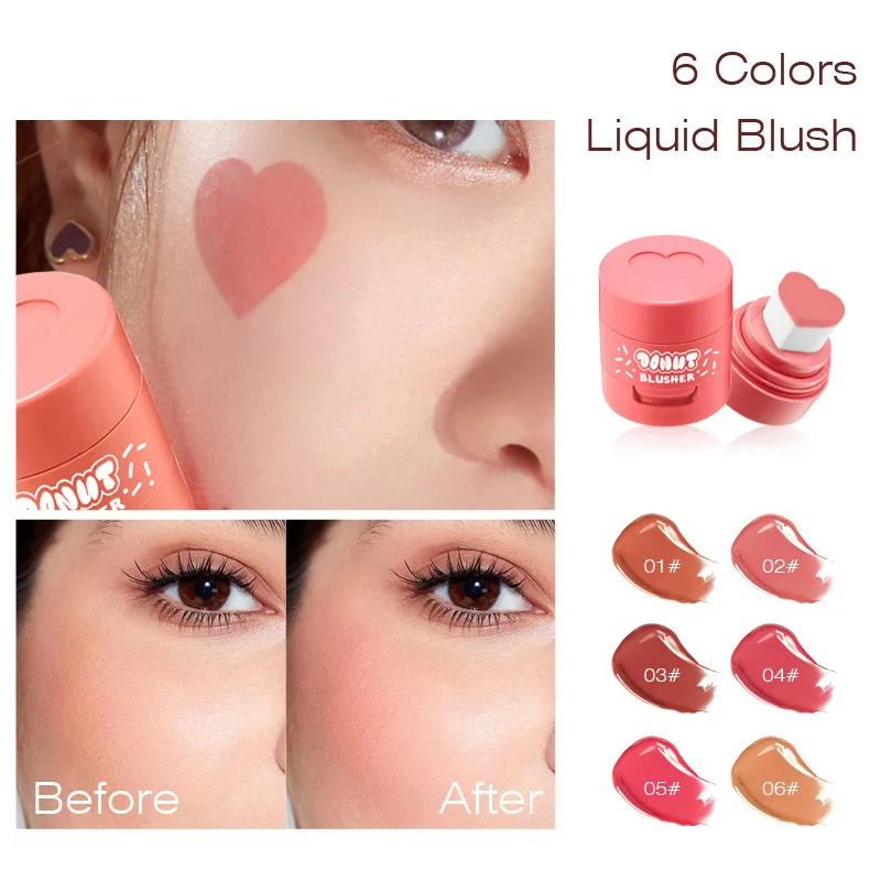 Hartvorm Gezichtskussen Blusher Vloeibare Blush voor Wang Stempel Blush Applicator Gezichtsblusher Ademende make-up voor dames