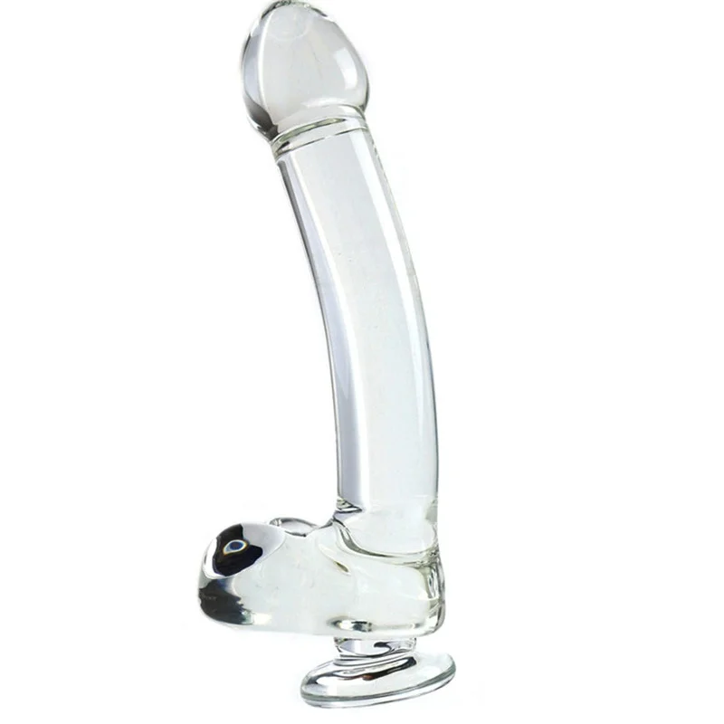 قضيب اصطناعي زجاجي شفاف كبير جدًا مصمم حديثًا لتحفيز البظر/G-spot ومقبس شرجي مدلك، لعبة جنسية للبالغين 18+