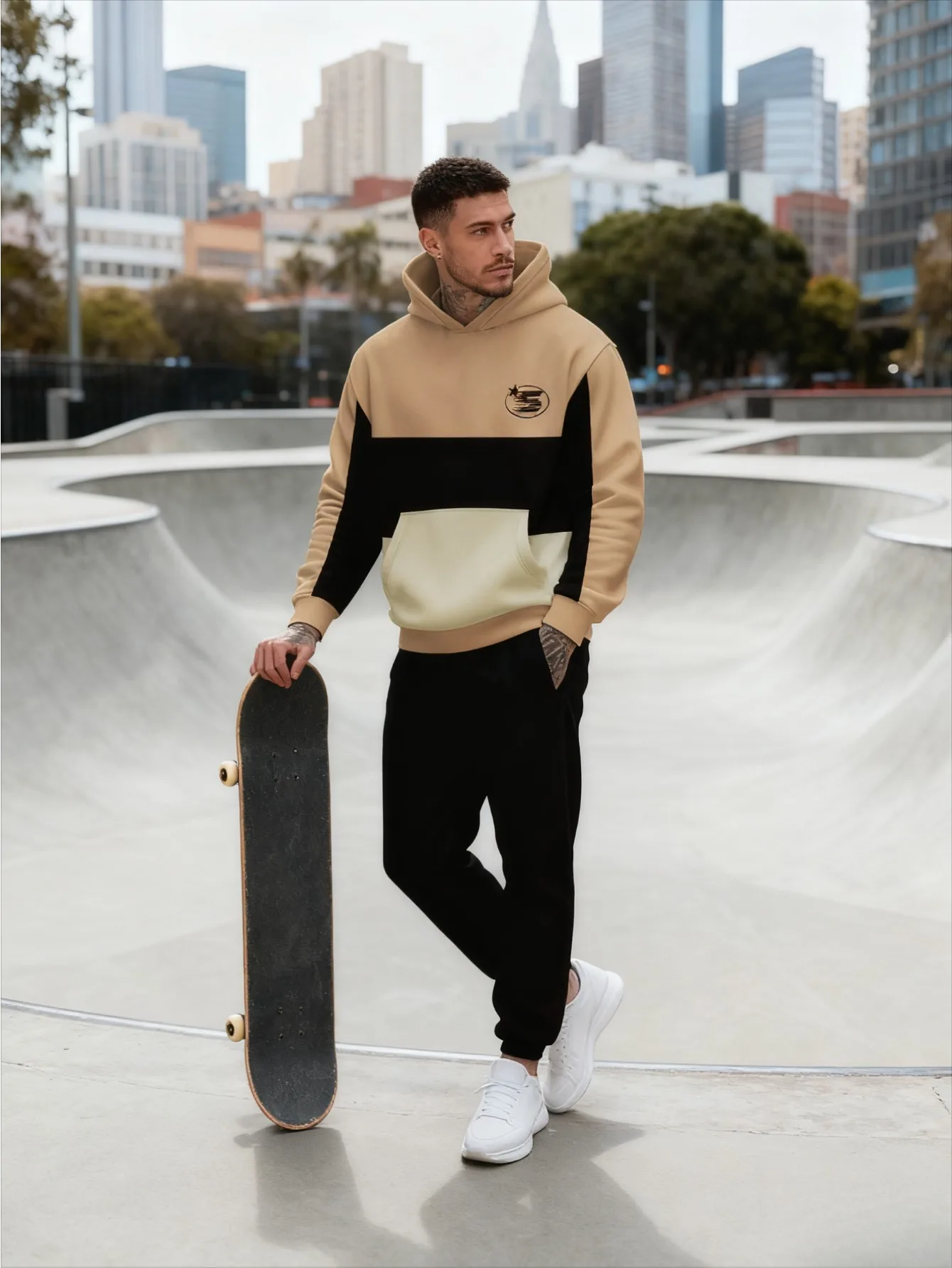 Европейский и американский мужской спортивный костюм с капюшоном и цифровой печатью — высококачественная приятная для кожи ткань для толстовки