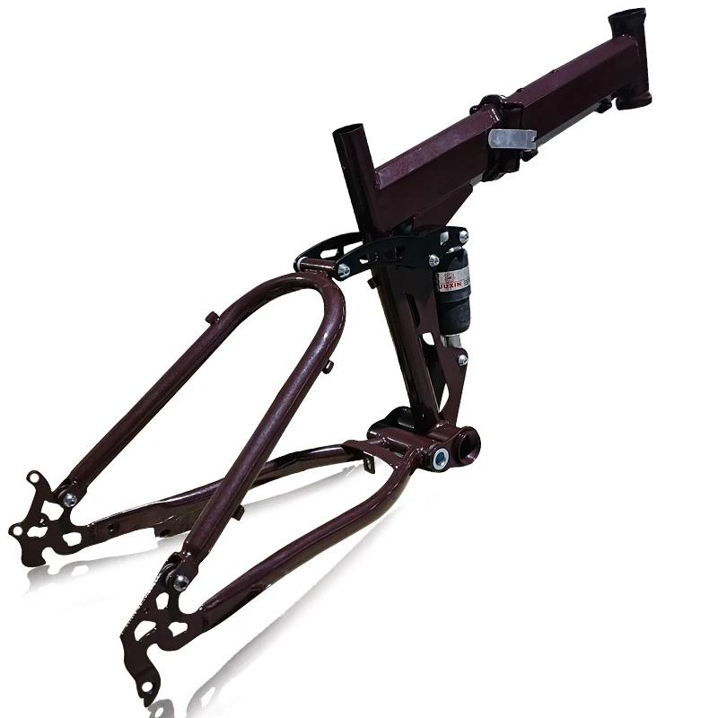 Kalosse 20*4.0 Carbon Steel Full Shock Beach Bicycle 150MM Travel Snow Bike Frame 20 Inch
