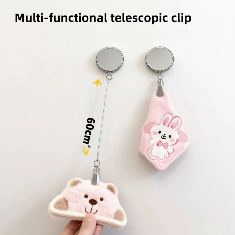 Portable Retractable Badge Hanging Clip 60cm Extendable Wire Durable Metal Hook For Hand Towel Apron Makeup Bag Name Tag Storage
