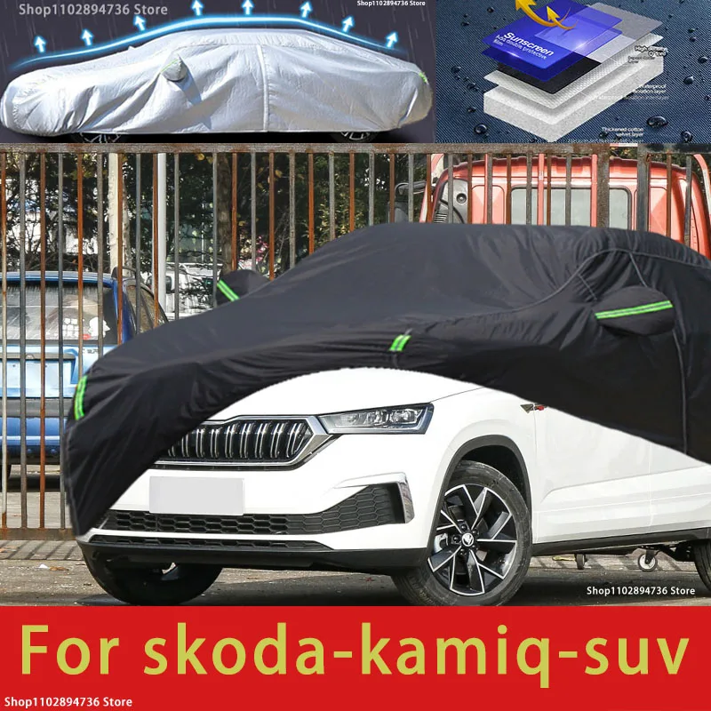 

For Skoda Kamiq Fit Outdoor Protection Car Covers Snow Cover Sunshade Waterproof Dustproof Exterior black car cover