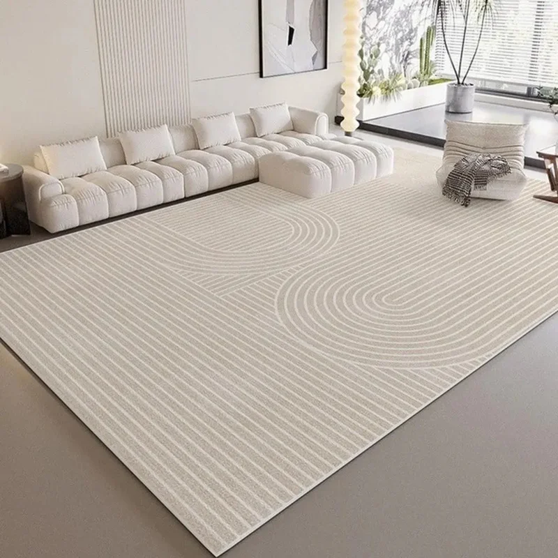 VIKAMA Wabi-Sabi Style Striped Rug Living Room Sofa & Coffee Table ...