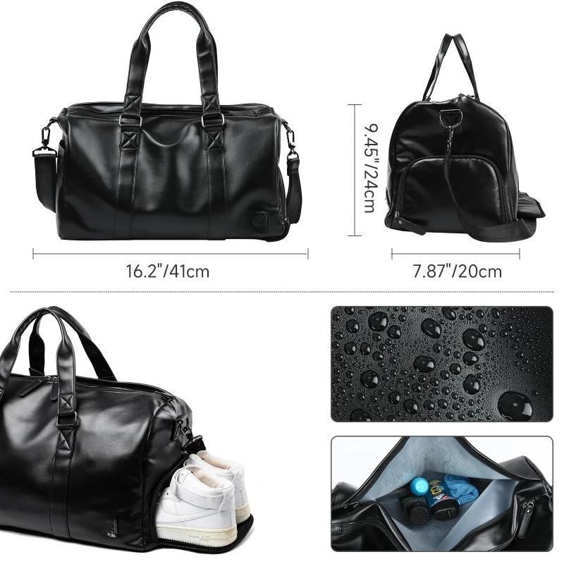 Men's Travel Portable Waterproof Sports Bag Cylinder Training Fitness Bag Large Capacity Luggage Shoulder view 3