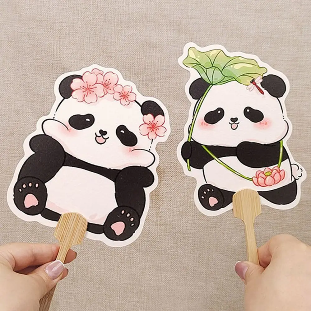 

3Pcs Cute Panda Hand Fan Creative Art Craft Summer Cooling Fan with Tassel Portable Cartoon Paper Hand Fan Children's Gifts