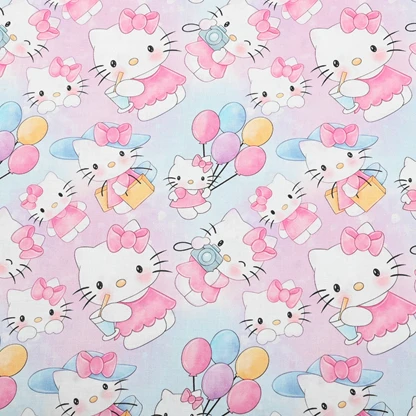 Japanese balloon Hello Kitty 100% Cotton Fabric for Girl Clothes Slipcover Hometextile Cushion Cover Needlework DIY