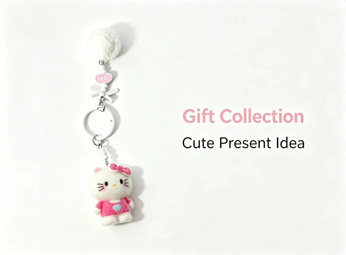 Kawaii Anime Niedliche Katzen-Miniaturfigur Schlüsselanhänger Rucksack-Anhänger Schreibtisch-Deko Überraschungsgeschenk für Fans Mädchen zum Geburtstag – Detail 5