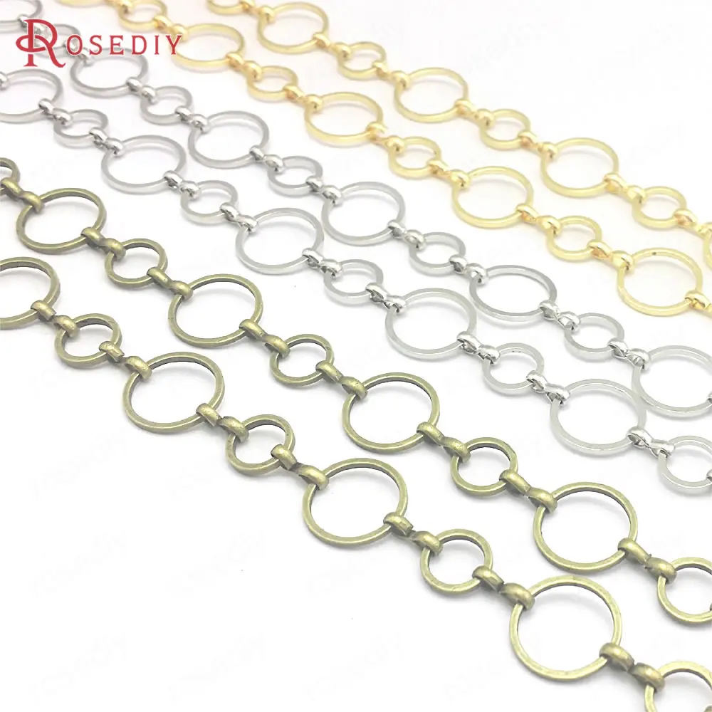 1 Meter 12MM+8MM Round Closed Rings Link Chains Brass Chains Handmade Necklace Chains Diy Findings Accessories Wholesale