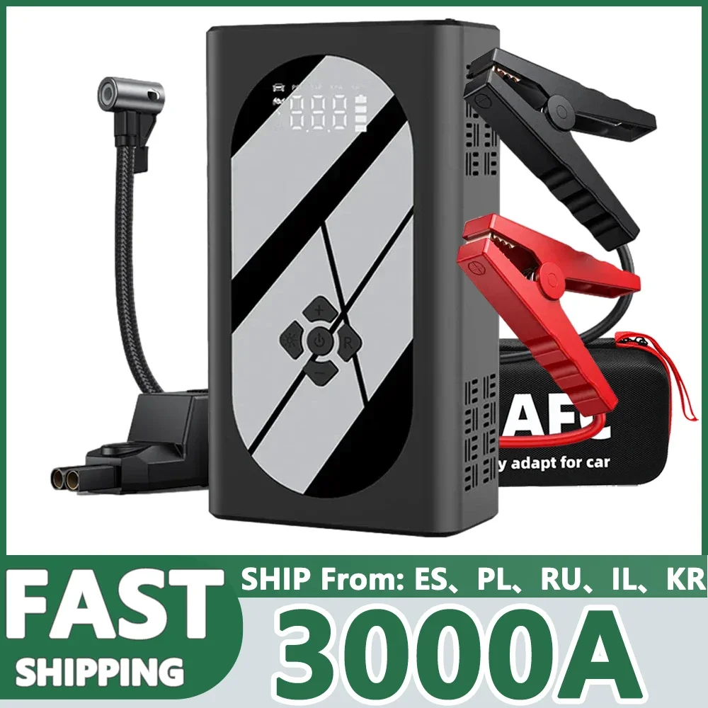 4 In 1 Jump Starter 150PSI Pump Air Compressor29600mAhPower Bank 3000A Starting Device Digital Tire Inflator