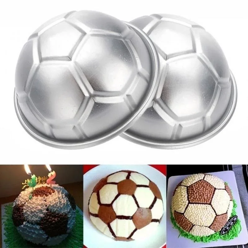 3Size 3D Football Soccer Ball Aluminium Cake Mold Pan Decorating 8\