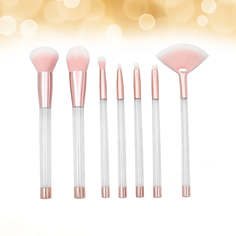 

7Pcs Professional Brush Set Transparent Handle Makeup Brushes For Women Plastic Handle And Daily Makeup Use
