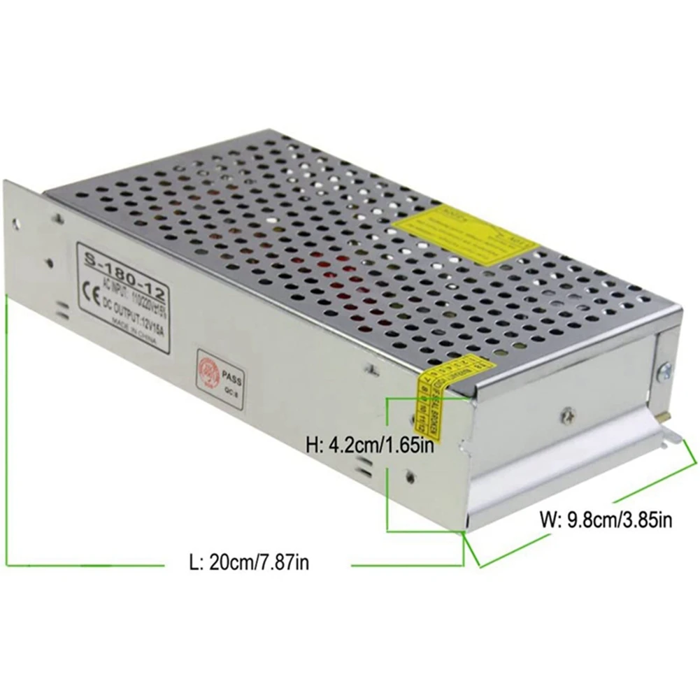 DC 12V 15A 180W Zasilacz Transformator Przełącznik AC 110V / 220V do DC 12V 20Amp Adapter przełączający Konwerter LED (15A)