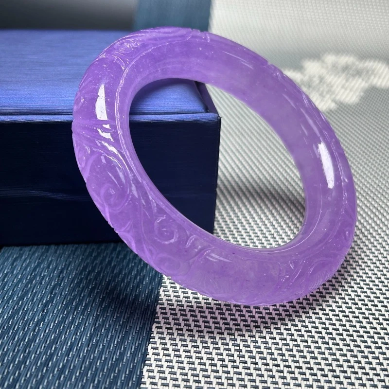 

High Ice Engraved Ruyi, Round Bar Purple Bracelet, Suitable for Daily Wear and Jewelry