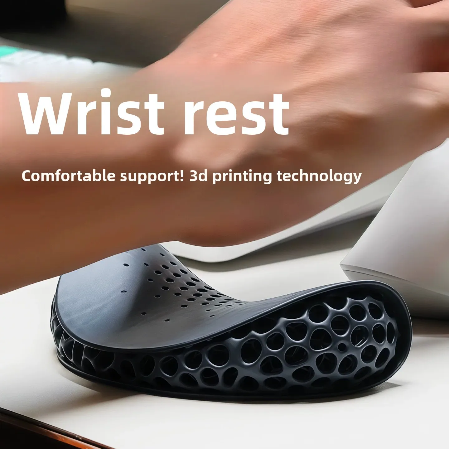 Custom 3D Printed Ergonomic Mouse Wrist Rest, Breathable Palm Support Pad for Carpal Tunnel Prevention, Gaming & Office Gift