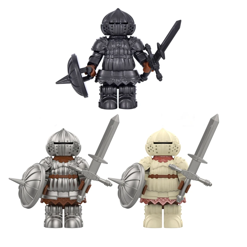 

Medieval Onion Knight Detailed Black Knight Armor Minifigure with Interchangeable Shield building blocks
