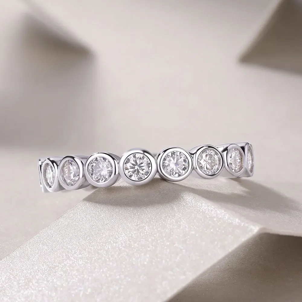 NASIA 3mm Round Moissanite Ring s925 Sterling Sliver Plated 18k White Gold Fine Jewelry Wedding Engagement Rings For Women