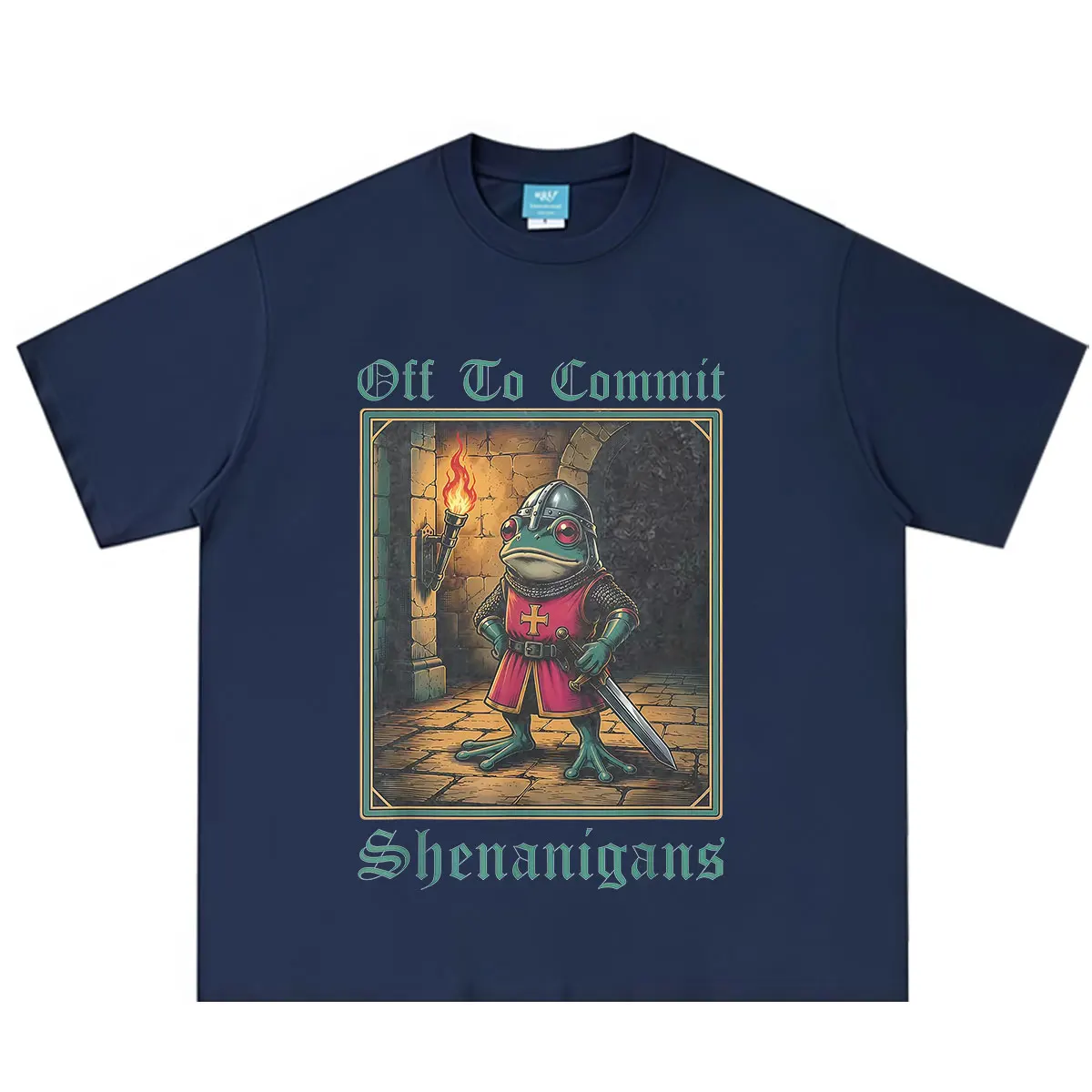 Off To Commit Shenanigans Frog Knight Graphic T Shirt Men Women Vintage Fashion T-Shirt Summer Loose Casual Cotton T-shirts