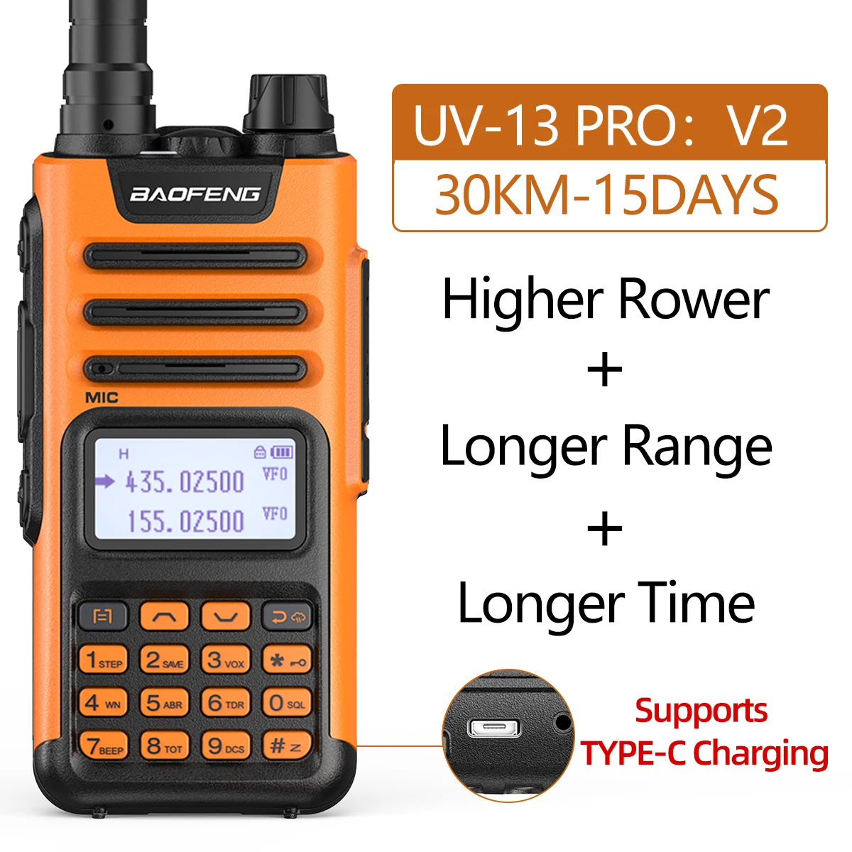 BaoFeng UV-13 PRO V1 V2 High Power Multi Band Walkie Talkie Type C Oplader Lange afstand UV-13 UV-5R Transceiver Ham Tweerichtingsradio
