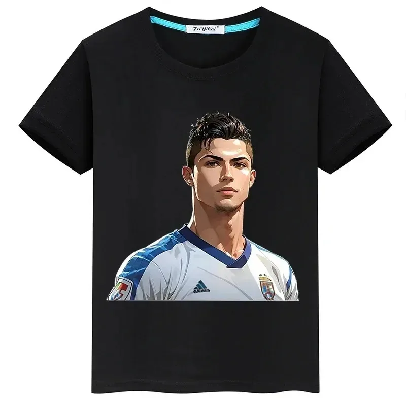 Summer Cristiano Ronaldo Pattern Boys and Girls Printed Cotton T-shirt Casual Short sleeved Fashion Shirt