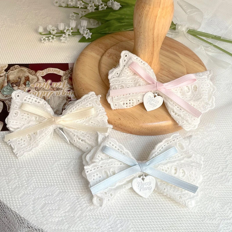 Women Girls Cute Hairpins Hair Rope Lace Bow Ribbon Hair Clip Hair Ornament Fashion Headband Hair Accessory