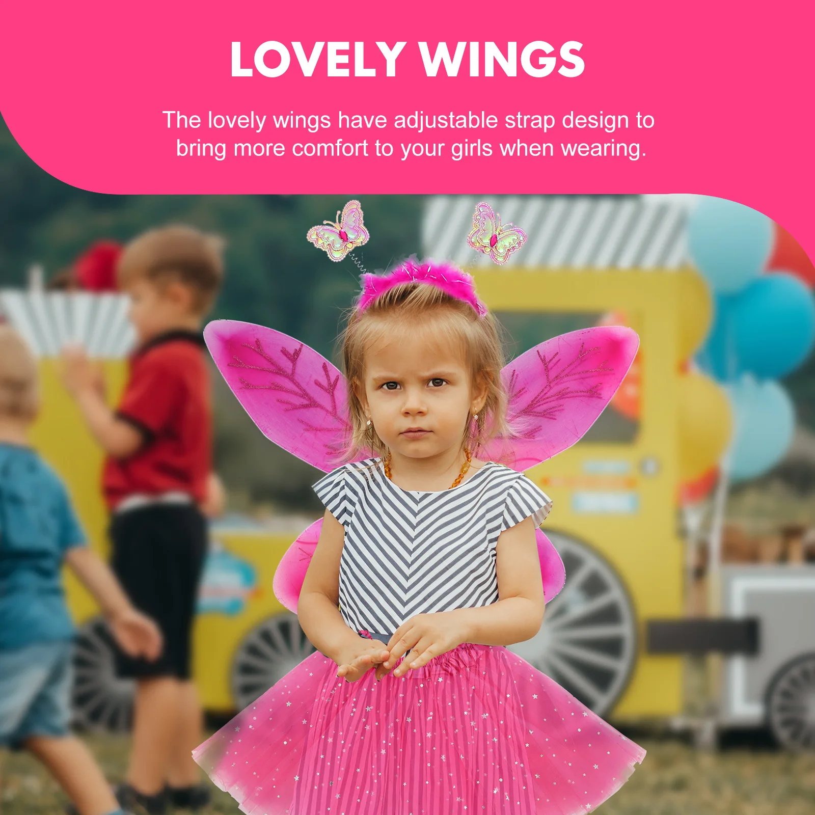 

1Set Butterflies Costume Comfortable Fairy Wings Dress Skirt Headband Fairy Wand for Girls Cosplay Festival Performance