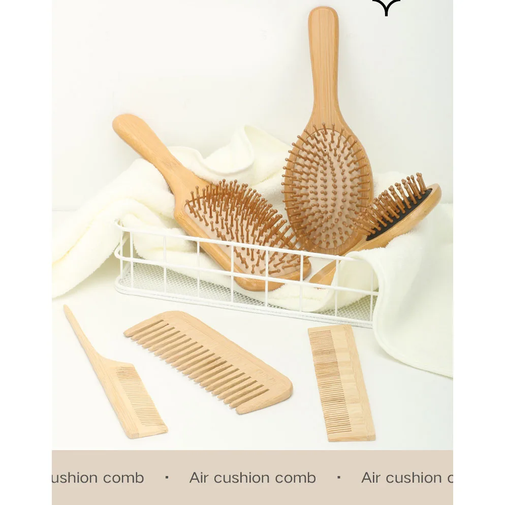 2024 Best Wood Air Cushion Comb Premium Wooden Bamboo Hair Brush Hair Growth hairbrush Prevent Hair Loss Comb Bamboo Comb