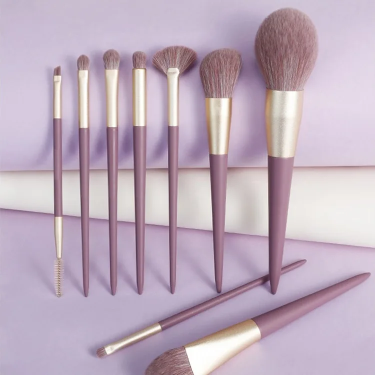 9Pcs Purple Makeup Brushes Set Super Soft Eyeshadow Eyebrow Brush Cosmetics Foundation Blush Contour Makeup Brushes Beauty Tools