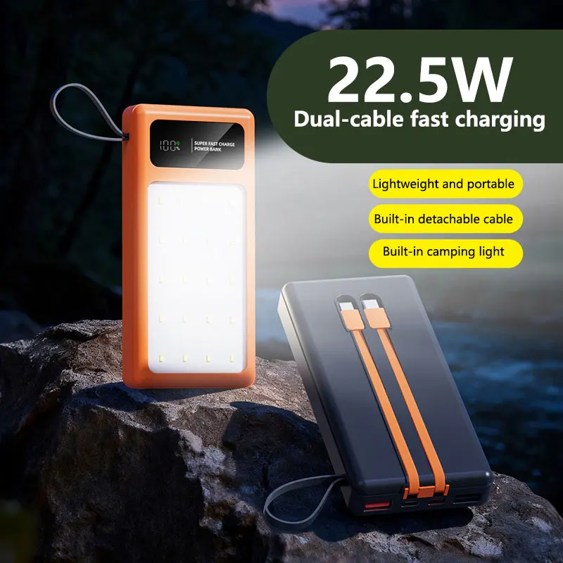 

Внешний аккумулятор большой емкости 200000 мАч, портативная светодиодная лампа для кемпинга с мощным светом, с кабелем для зарядки, мобильное зарядное устройство, НОВИНКА 2026