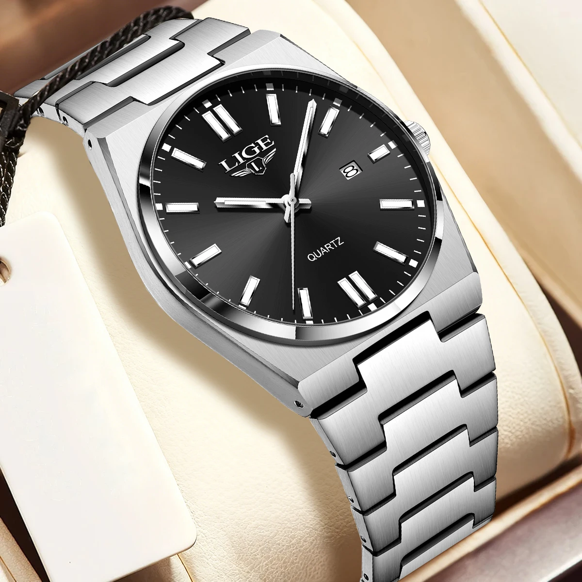 LIGE Fashion Classic Man Watch Waterproof Luminous Date Week Luxury Watch For Men Stainless Steel Quartz Business Men's Watches
