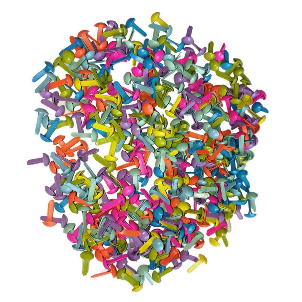 

100Pcs Mini Colored -Legged Brads Split Design 4.5mm Diameter for Paper Crafts Handmade Stamping Scrapbooking Materials