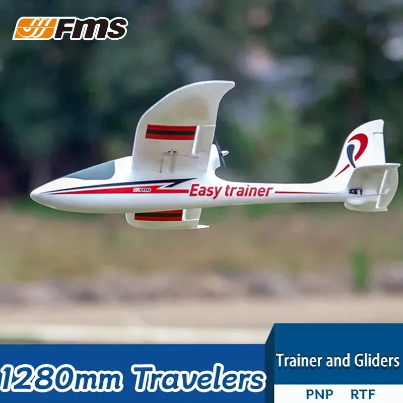 Fms 1280mm fácil traine v2 rc treinamento para iniciantes montar aeronaves iniciante backpush asa fixa modelo de controle remoto brinquedo adulto menino