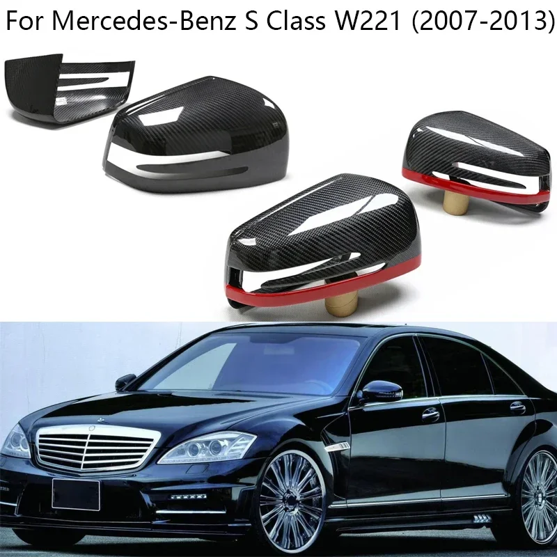 

Real Carbon Fiber Car Side RearView Mirror Cover Caps For Mercedes-Benz S Class W221 2007 2008 2009 2010 2012 2013 Accessories