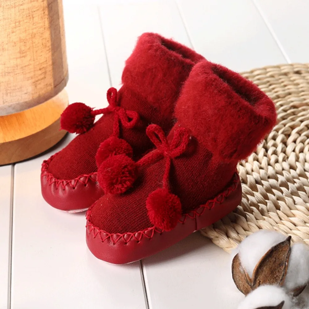 

Новые толстые теплые напольные носки для малышей, повседневные тапочки, обувь для новорожденных, мягкие удобные нескользящие носки для маленьких девочек и мальчиков