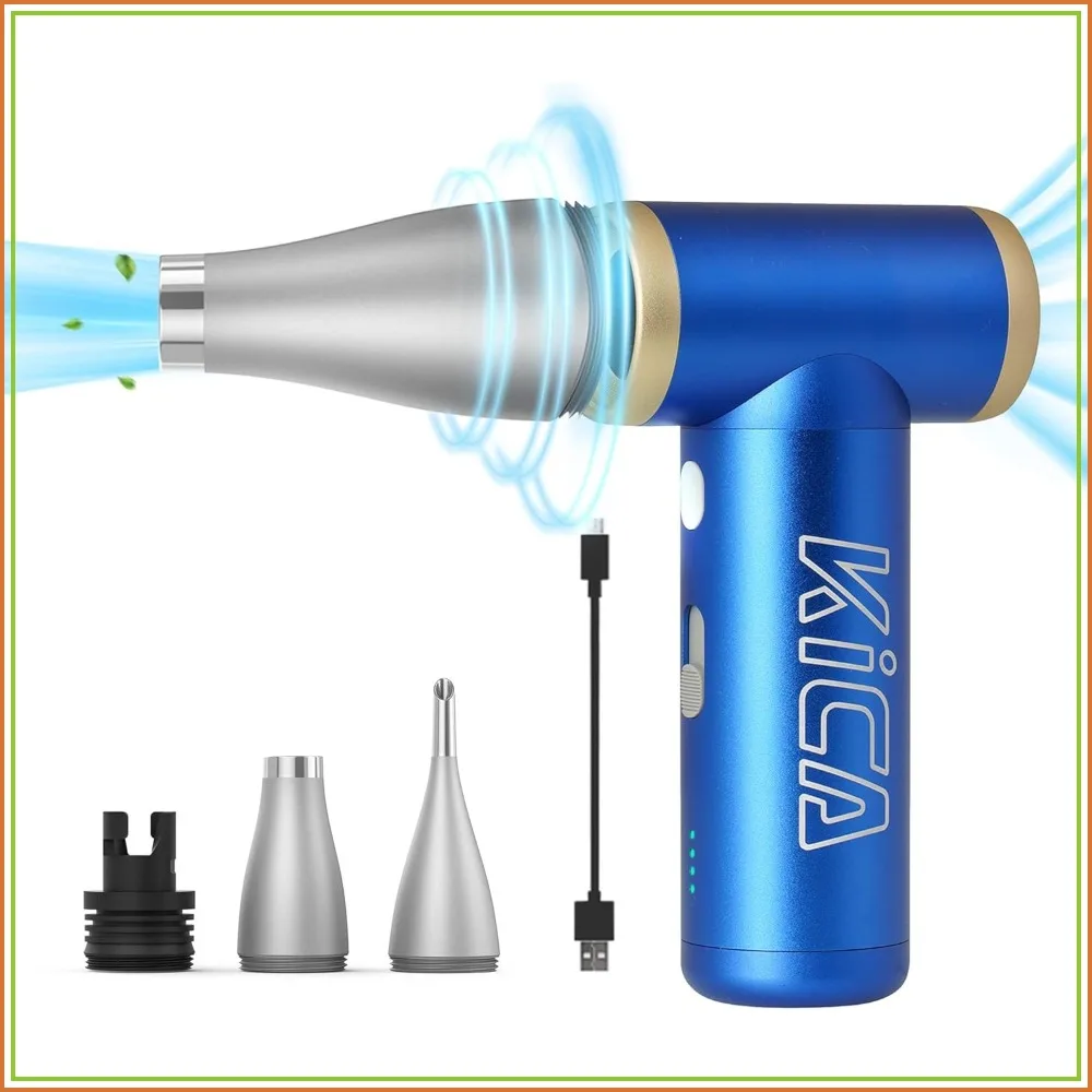 

Rechargeable Electric Air Duster 117000RPM Brushless Motor 65MPH Wind Speed for Keyboard PC Car Home Cleaning Blue