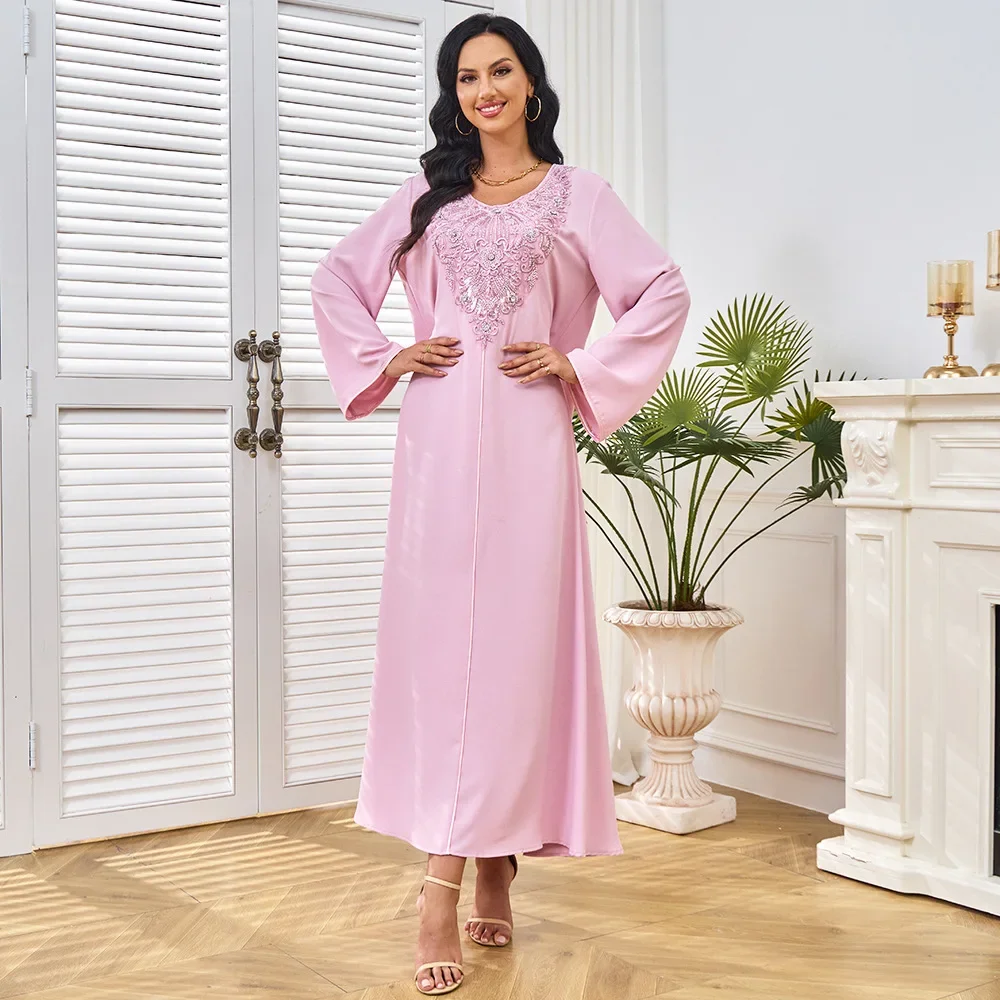 

Женские длинные ближневосточные халаты Мусульманские халаты Длинные юбки Новые вечерние платья с воротником из бисера Экзотические платья