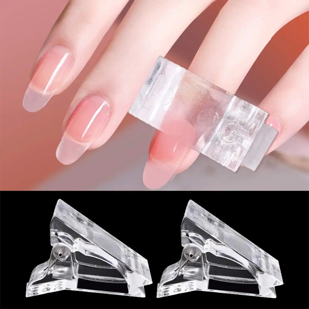 10 Pcs Poly Gel Finger Nail Extension LED Builder Clamps, Manicure Nail Art Tool Nail Tips Clip Transparent Fixed Clamp For Nail