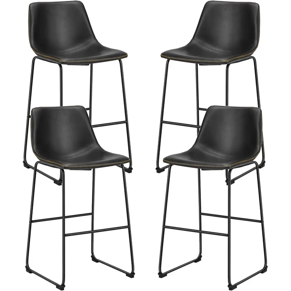 

Набор из 4 барных стульев, 30-дюймовые кожаные барные стулья, современные барные стулья со спинкой, барные стулья без подлокотников с