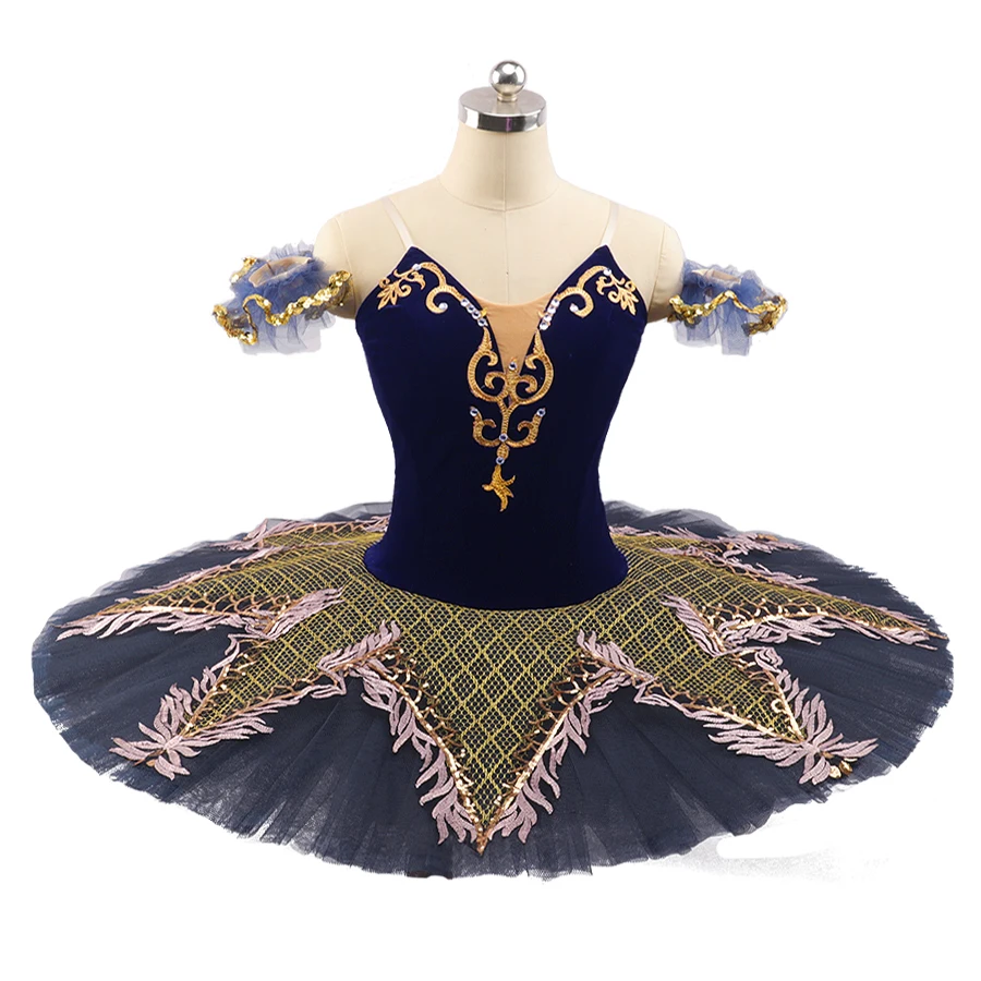 

Adult Professional Ballet Tutu Navy Blue Gold Women Esmeralda Performance Tutu Raymonda YAGP Competition Dance 0057