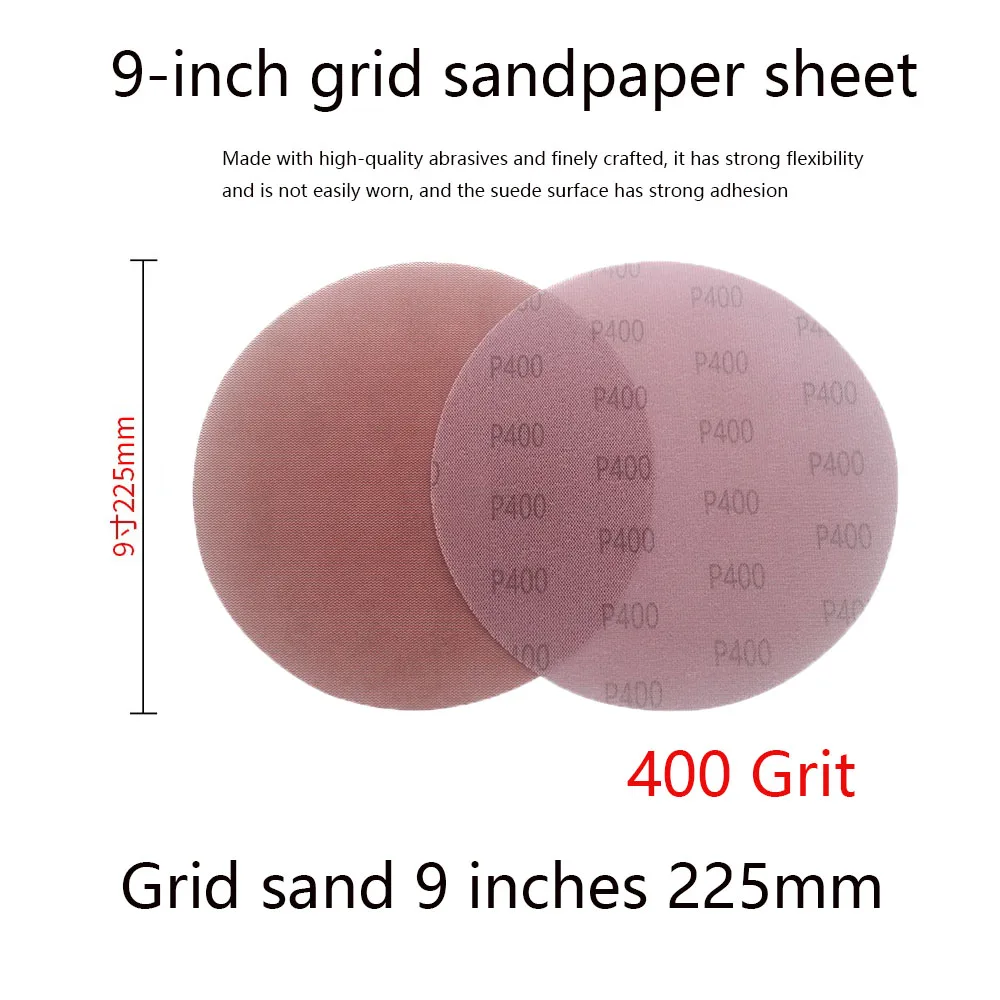 50pcs-9-inch-225mm-mesh-abrasive-hook-and-loop-sand-paper-dust-free-sanding-discs-anti-blocking-dry-grinding-sandpaper