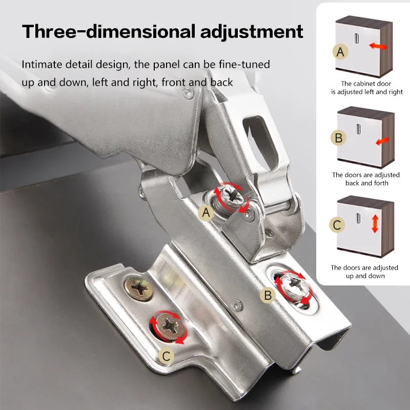 180 Degree Cabinet Hinge 304 Stainless Steel Soft Closing Hydraulic Damping For Kitchen Wardrobe Door Full Overlay Half Inset