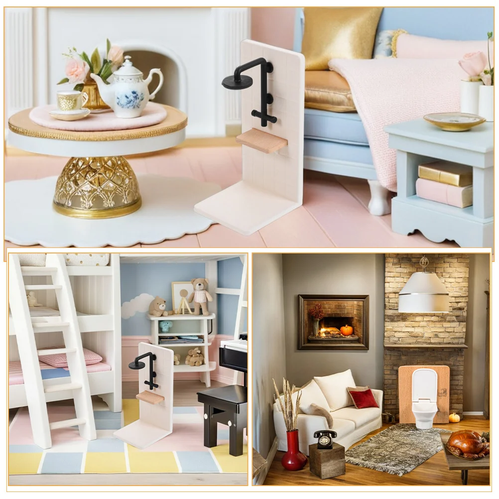 1 set 1 set miniatuur badkamermeubilair schaal 1:12 poppenhuis toilet doucheruimte decor voor kinderen spelen realistische mini badkamerset