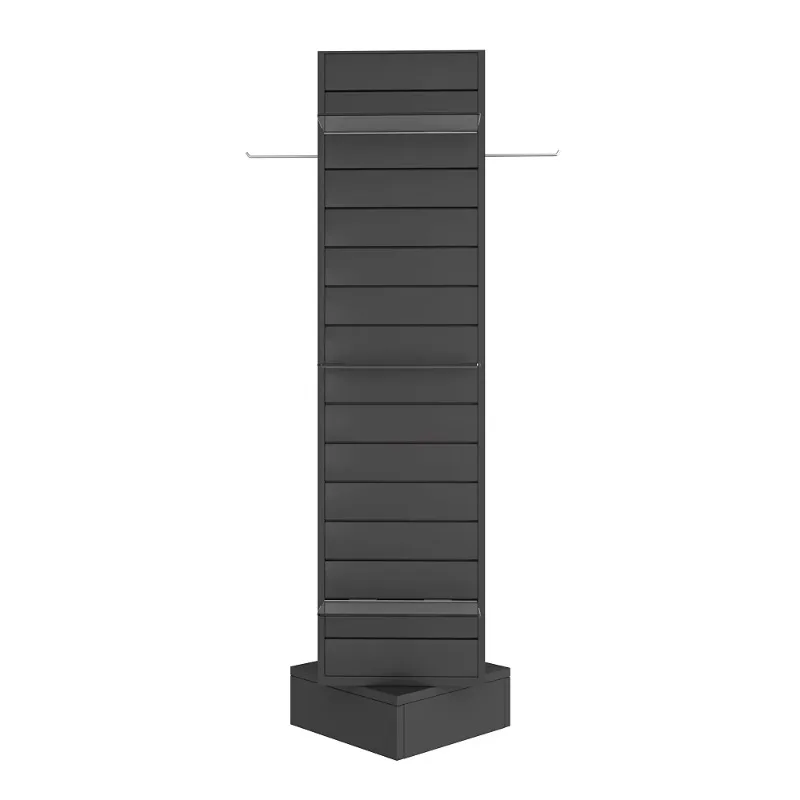 Melamine wood rotating clothes basket rack for retail clothing stores and shoe stores