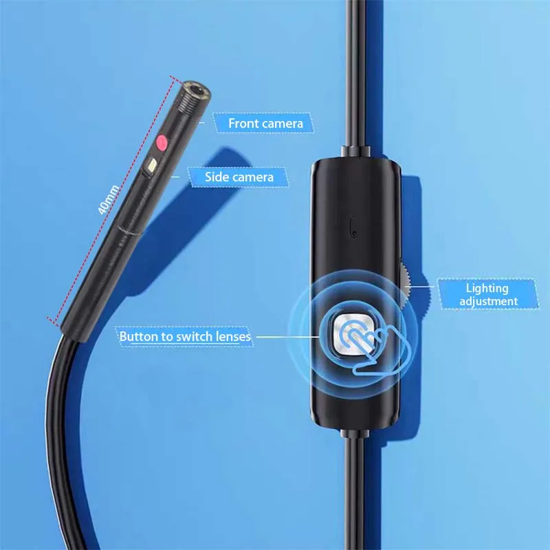 1MP 4MM FOV80° Dual Lens Endoscope Industrial Pipeline Inspection  USB 1m Hard Wire (EZ DUAL CAM 4.0MM)