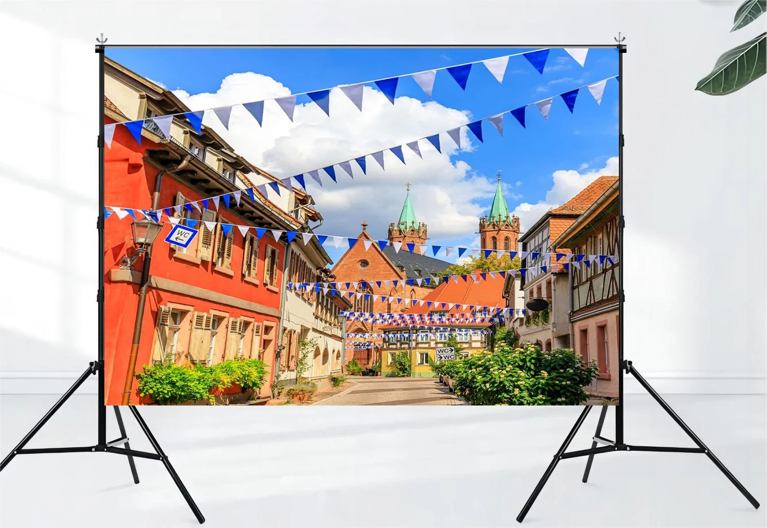 Munich Beer Festival cloth, Bavarian town street background, Rosenburg background, Munich carnival party decoration props