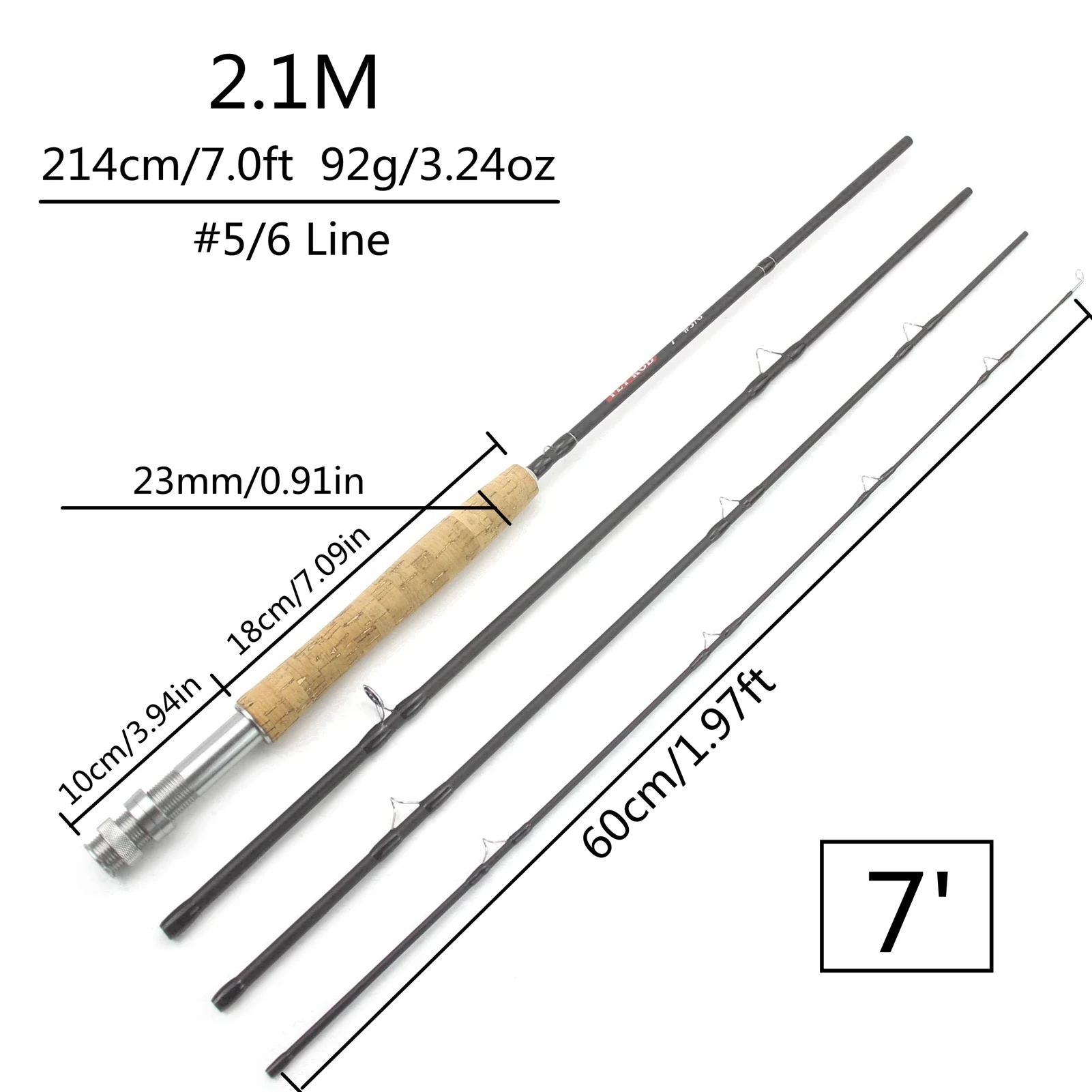 NEW 2.1M 7FT Fly Fishing Rod King Fisher Carbon Fiber Ultralight Weight Fly Fishing Rod Lake River Fly Rod Goods for fishing view 4