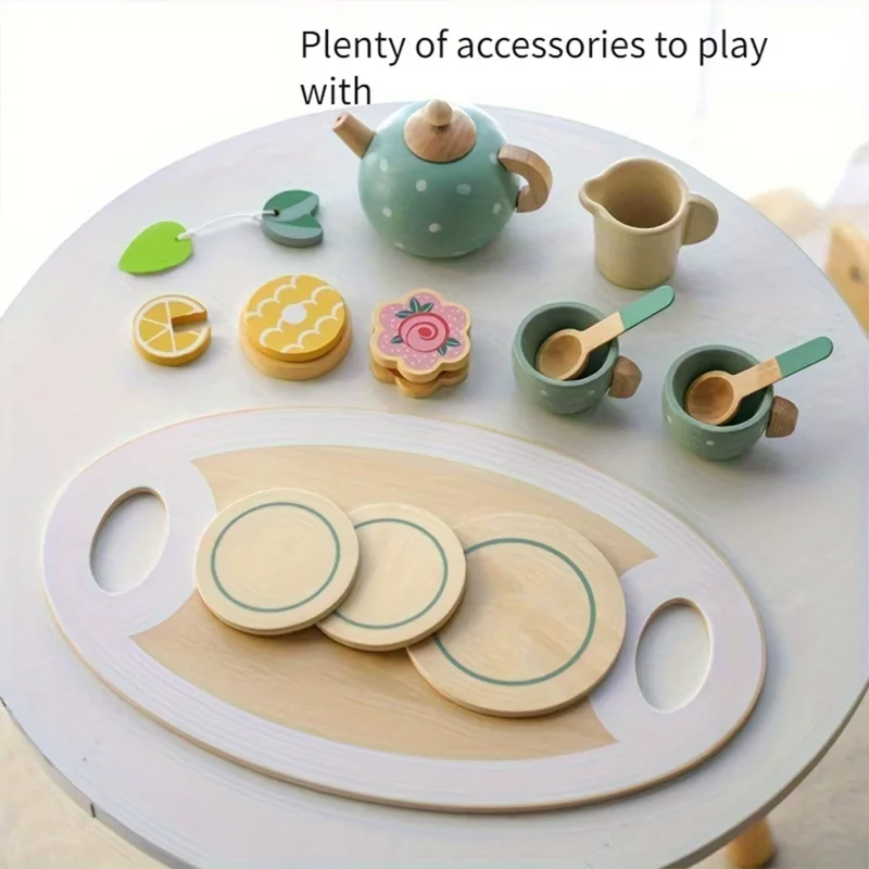 جديد مجموعة شاي بعد الظهر الخشبية لعبة اكسسوارات المطبخ للأطفال أطفال الغذاء اللعب التعليمية التظاهر حفلة الشاي هدية للفتيات الفتيان