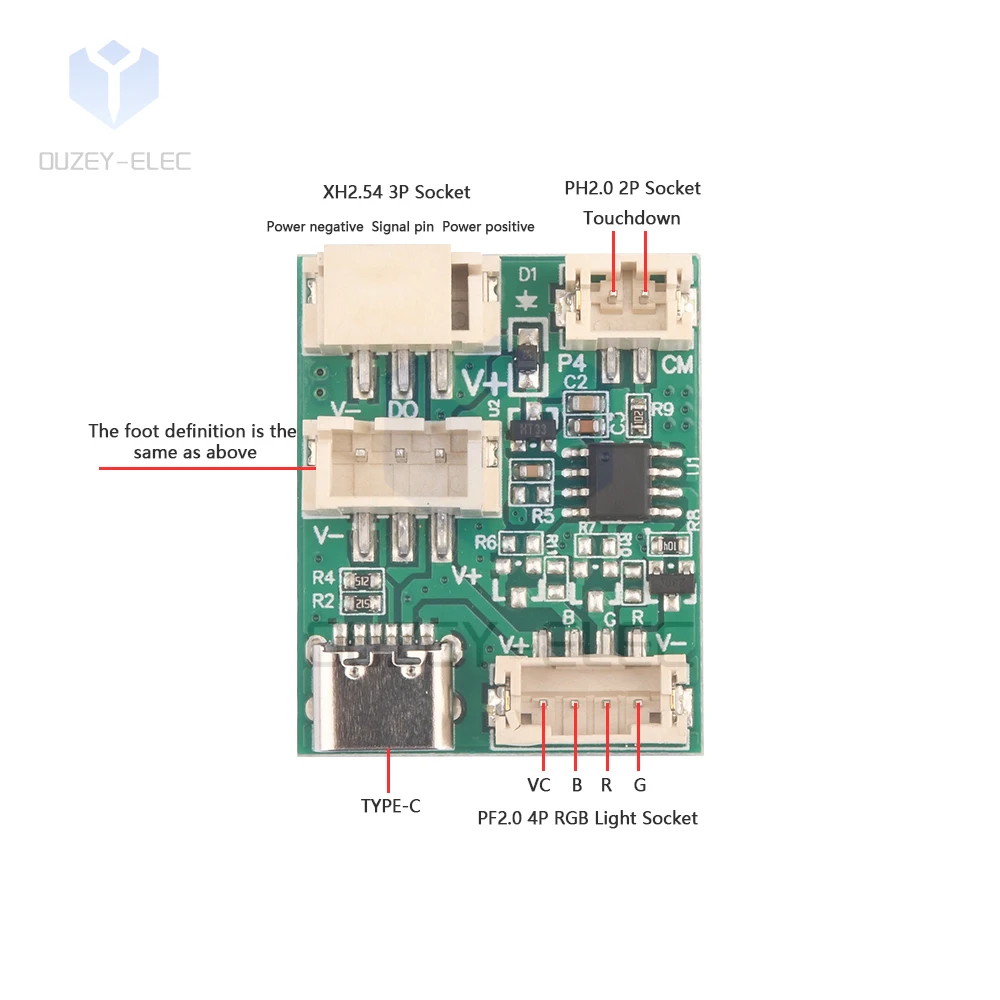 Modulo sensore touch con LED e cavi per separazione aria touch interruttore a induzione touch striscia di luce bobina cellulare a induzione