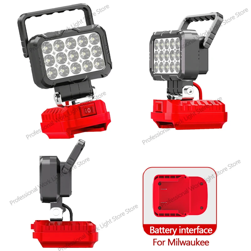 لميلووكي LED ضوء العمل 18 فولت بطارية ليثيوم أيون 3 بوصة مصباح محمول مصباح يدوي خارجي التخييم الأضواء 15 الخرز مع USB