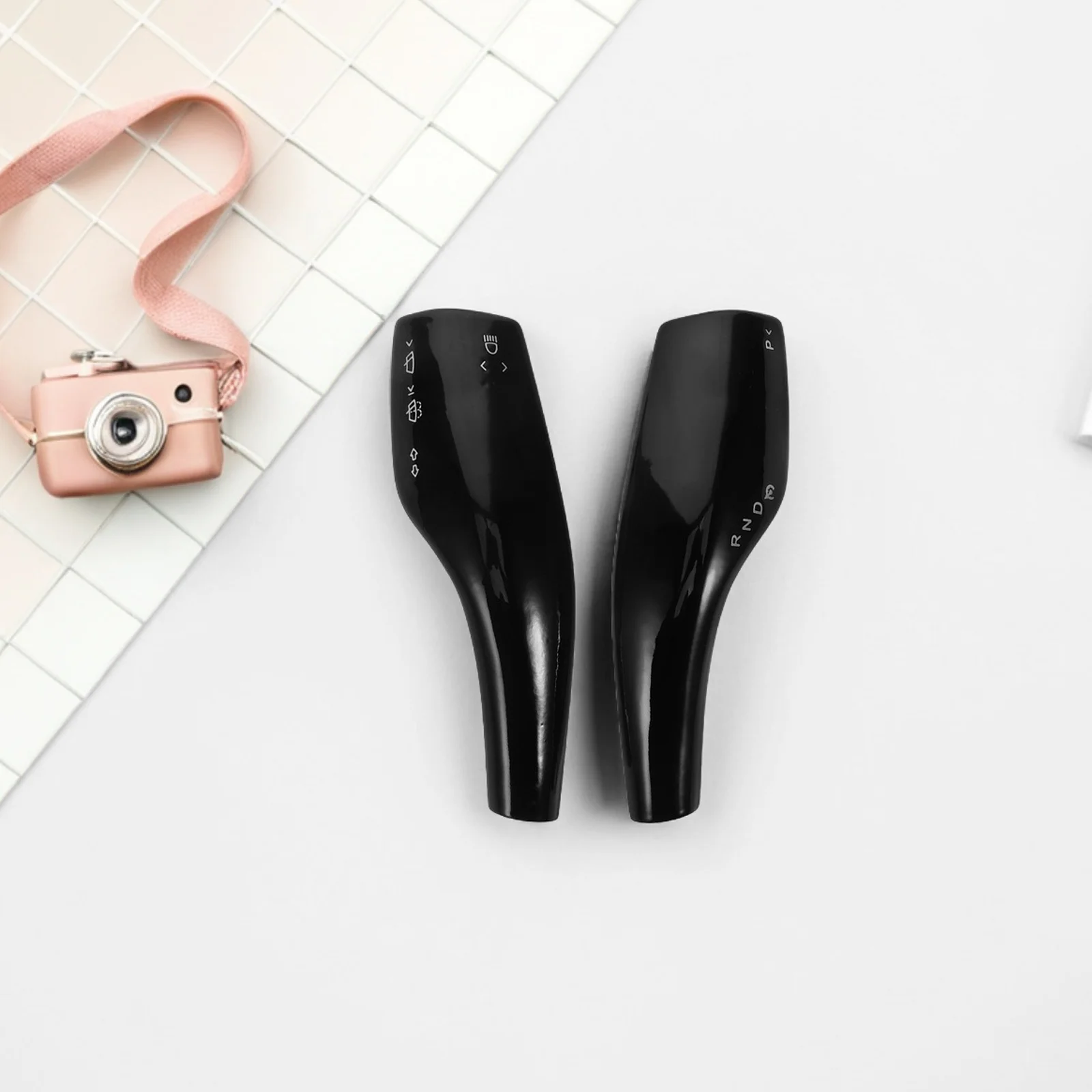 

1 Pair Carbon Fiber Steering Rod Protector Abs Wiper Lever Cover Car Interior Trim Compatible For Tesla Windshield Turn Signal