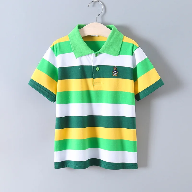 

2T-11T summer child kids boys cotton striped short sleeve polo shirt